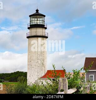 Cape Cod Lighthouse conosciuto anche come Highland Light Station. E 'la più antica casa di luce a Cape Cod, North Truro, Massachusetts, Stati Uniti, week-end Labor Day Foto Stock