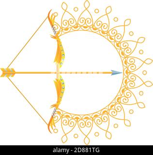 arco d'oro arma religione indù icona vettore illustrazione disegno Illustrazione Vettoriale