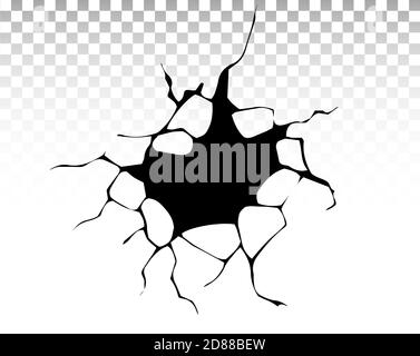 Incrinature del terreno. Sisma e crepe di terra, effetto di buco, craquelure e tessuto di parete danneggiato. Illustrazioni vettoriali per terremoto, crash, distruzione Illustrazione Vettoriale