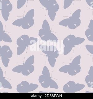 Sfondo modello di silhouette vettoriale a farfalla. Design a ripetizione senza cuciture con farfalle. Profilo farfalla a coda di rondine sfondo vettoriale. Illustrazione Vettoriale