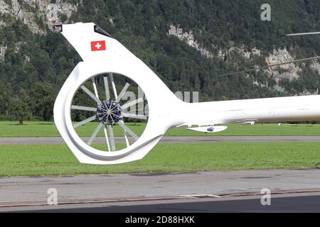 Mollis, Kanton Glarus (GL)/ Svizzera - Agosto 16 2019: Prototipo-elicottero SH-09 del Kopter Group (ex Marenco Swisshelicopter), Mostra Zige Foto Stock