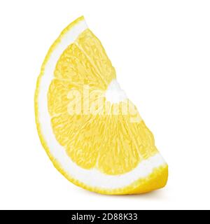 Fettina di limone, percorso di clipping, isolato su sfondo bianco tutta la profondità di campo Foto Stock