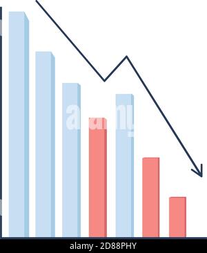 Illustrazione vettoriale del concetto piatto grafico decrescente Illustrazione Vettoriale