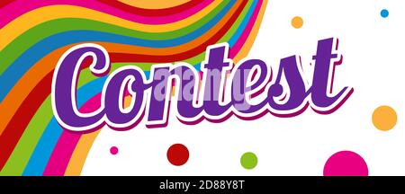 Banner con testo Concorso. Banner torneo. Design luminoso. Illustrazione vettoriale. Illustrazione Vettoriale