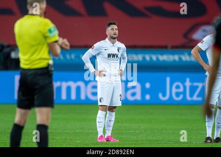 Marco RICHTER (A) è deluso, deluso, deluso, triste, calcio 1 ° Bundesliga, 5 ° giorno, Bayer 04 Leverkusen (LEV) - FC Augsburg (A) 3: 1, il 26 ottobre 2020 a Leverkusen/Germania. ¬ | utilizzo in tutto il mondo Foto Stock