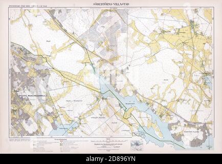 Mappa dei dintorni di Stoccolma 'Stockholm med omnejd' Stoccolma Foto Stock