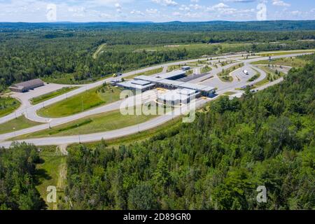 Canada Border Services Agency, Canada-USA Border Crossing durante COVID-19, Saint Stephen, New Brunswick, Canada Foto Stock