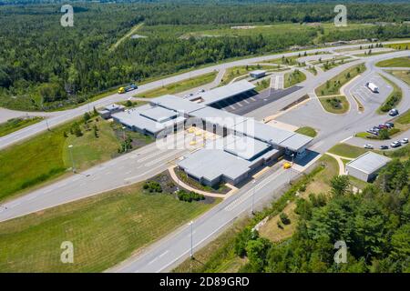 Canada Border Services Agency, Canada-USA Border Crossing durante COVID-19, Saint Stephen, New Brunswick, Canada Foto Stock