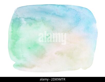 Macchie di acquerello policromo in colori pastello con macchie naturali su carta. Telaio isolato per design disegnato a mano con pennello. Foto Stock