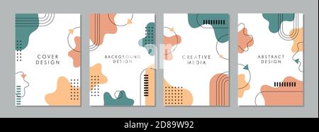 Set di modelli geometrici astratti. Disegni di copertina universali per rapporto annuale, opuscoli, volantini, presentazioni, opuscolo, rivista. Illustrazione Vettoriale