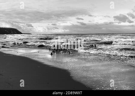 Tempesta del Mar Baltico in bianco e nero Foto Stock