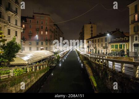 Italia, Milano, prima notte di coprifuoco Foto Stock