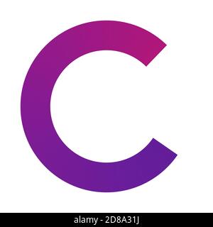 Lettera maiuscola C su sfondo bianco, sfumatura viola e rosa, logo per il design. Foto Stock