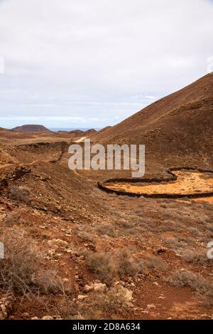 Pietra corale sulla Fuerteventura GR 131 percorso natura da Corralejo a Morro Jable nell'estate 2020. Foto Stock