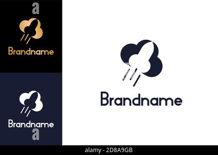 Concetto di design con logo cloud e Rocket. Illustrazione Vettoriale