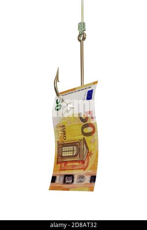 Euro fattura su gancio da pesca illustrazione 3D Foto Stock