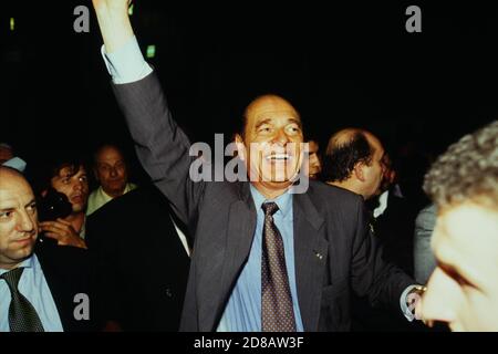 Jacques Chirac campagne per le elezioni presidenziali, Lione, Francia Foto Stock