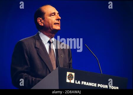 Jacques Chirac campagne per le elezioni presidenziali, Lione, Francia Foto Stock