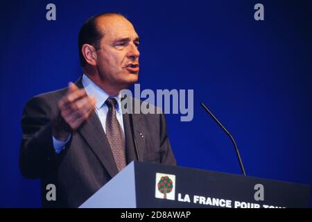 Jacques Chirac campagne per le elezioni presidenziali, Lione, Francia Foto Stock