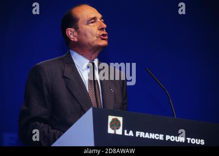 Jacques Chirac campagne per le elezioni presidenziali, Lione, Francia Foto Stock