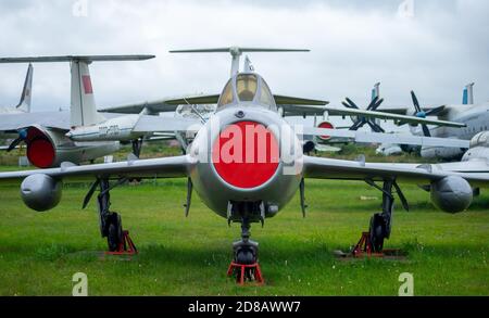 18 luglio 2018, regione di Mosca, Russia. Jet fighter Aircraft Mikoyan-Gurevich MIG-15 presso il Museo Centrale dell'Aeronautica Russa di Monino. Foto Stock