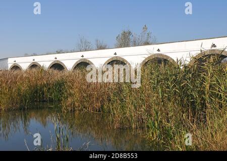 Ponte a nove archi, Neunbögige Brücke, Hortobágy, Kilenclyukú híd, Hajdú, Magyarország-Bihar, Ungheria,  , Europa, Patrimonio dell'Umanità Foto Stock