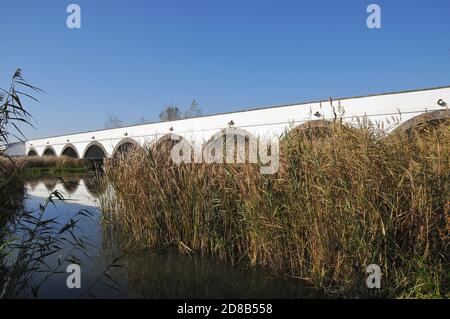 Ponte a nove archi, Neunbögige Brücke, Hortobágy, Kilenclyukú híd, Hajdú, Magyarország-Bihar, Ungheria,  , Europa, Patrimonio dell'Umanità Foto Stock