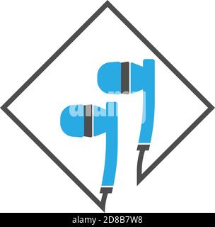 Auricolare, auricolari icona vettoriale design piatto Illustrazione Vettoriale