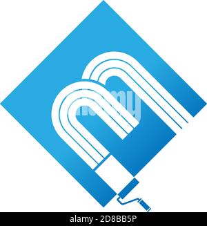 Illustratore del concetto di disegno del carattere del logo della vernice Illustrazione Vettoriale