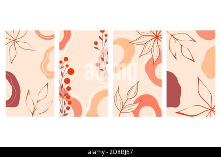 Modelli di collage per frame supporto. Set di semplici stampe per storie sui social media. Modelli minimal creativi per la storia con forme astratte colorate Illustrazione Vettoriale