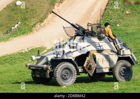 Glogow, Polonia 7 aprile 2019 - ricostruzione della battaglia di La seconda guerra mondiale, allestimento del 74a anniversario del Lotta per Glogow dal 1945 Foto Stock