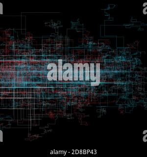 Immagine astratta di linea e i collegamenti, colorato astratto di forma geometrica. 3D'illustrazione. Foto Stock