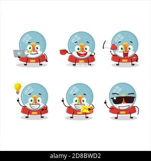 snowball con cartone animato regalo con vari tipi di business emoticon Illustrazione Vettoriale