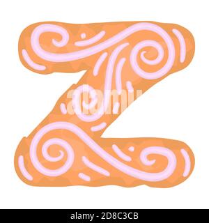 Set di lettere alfabetiche e numeri simboli Natale gingerbread biscotti torte con glassa. Divertente cartoon font illustrazione vettoriale isolato su bianco Illustrazione Vettoriale