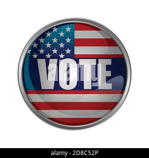 set di illustrazioni vettoriali per le elezioni americane. collezione di adesivi con stemma con slogan democratici della società civile, stelle e strisce. design pronto per la stampa pubblicitaria Illustrazione Vettoriale