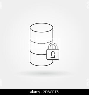 protezione del database icona singola isolata con linee o contorni moderni stile Illustrazione Vettoriale