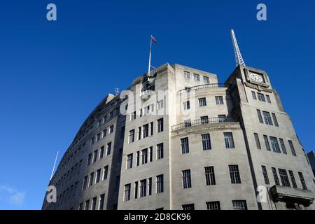 BBC Broadcasting House, Portland Place, Marylebone, West London, Regno Unito Foto Stock