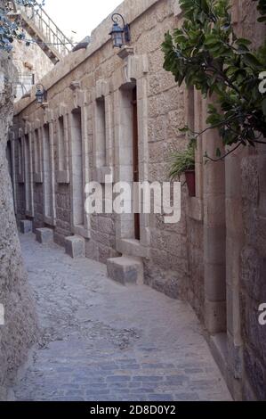 Gerico, أريحا, Israele, Izrael, ישראל, יריחו; Monte della tentazione, Monastero greco-ortodosso della tentazione; via di comunicazione interna Foto Stock