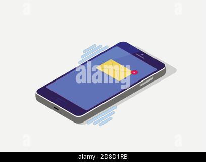 Nuovo messaggio sullo schermo dello smartphone. Vettore. Illustrazione Vettoriale