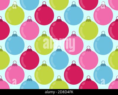 Palle natalizie con motivo senza cuciture. Ornamenti natalizi per biglietti d'auguri, carta da imballaggio, striscioni e poster. Illustrazione vettoriale Illustrazione Vettoriale
