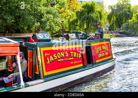 Jason's Trip Canal Tour Barge a Little Venice, Paddington, Londra, Regno Unito Foto Stock