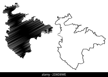 Regione del Nord (Repubblica di Malta, isola, arcipelago, regioni di Malta) mappa illustrazione vettoriale, abbozzamento Regjun Tramuntana mappa Illustrazione Vettoriale