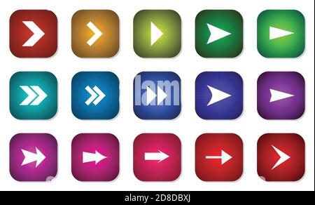 Varie icone colorate frecce raccolta Illustrazione Vettoriale