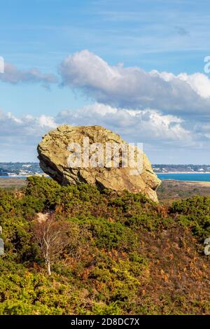 Agglestone Rock su Godlingston Heath vicino a Studland, Dorset, Inghilterra Foto Stock