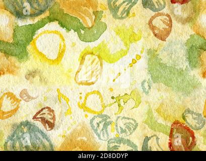 Watercolor Tropical Seashells disegno a mano senza giunture Foto Stock