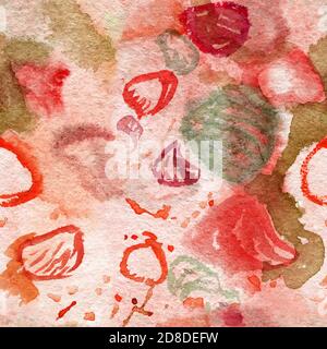 Watercolor Tropical Seashells disegno a mano senza giunture Foto Stock