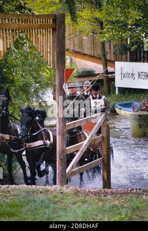 Il principe Filippo, duca di Edimburgo, gareggia alla guida in carrozza. Spettacolo di cavalli Windsor. Berkshire, Inghilterra, Regno Unito circa 1989 Foto Stock