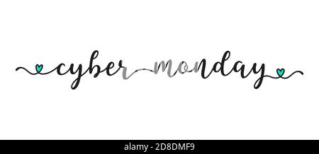 Citazione del Cyber Monday disegnata a mano come banner. Lettere per poster, etichetta, adesivo, volantino, intestazione, scheda, annuncio, annuncio. Illustrazione Vettoriale