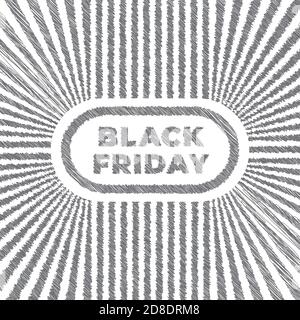 Banner vendita Black friday con stile arte scrimble. Modello di post-progettazione dei social media. Illustrazione vettoriale. Illustrazione Vettoriale