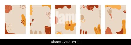 Elemento di progettazione del branding dei social media. Forme organiche disegnate a mano. Modelli di copertina minimalisti. Abstrast forma sfondo colorato. Macchie dipinte a mano Illustrazione Vettoriale